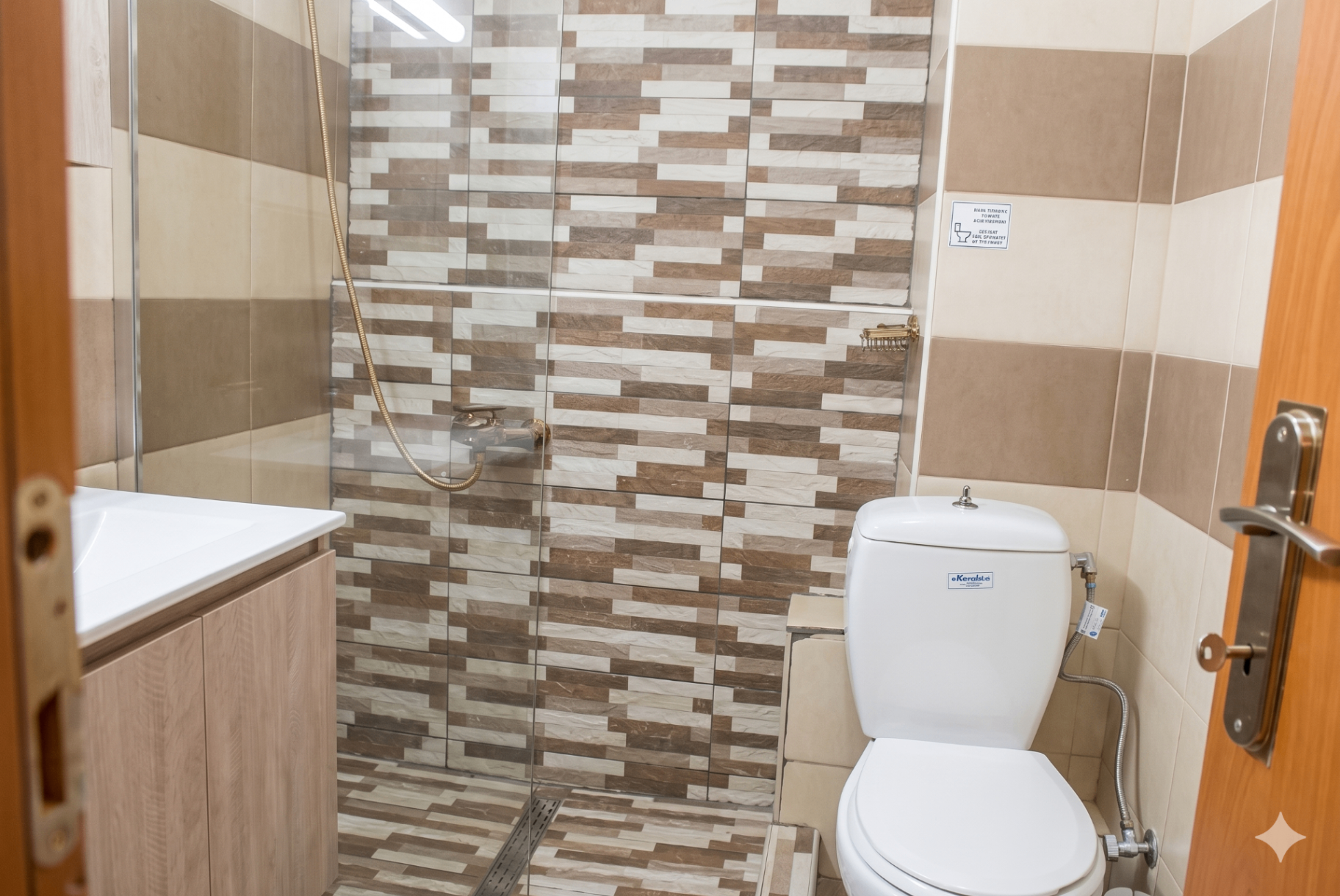 Modern bathroom with walk-in shower