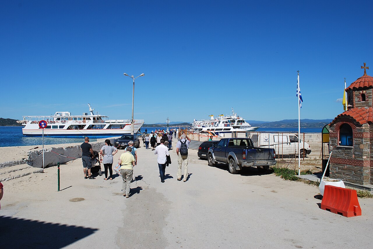 Port of Ouranoupoli with ferries to Mount Athos